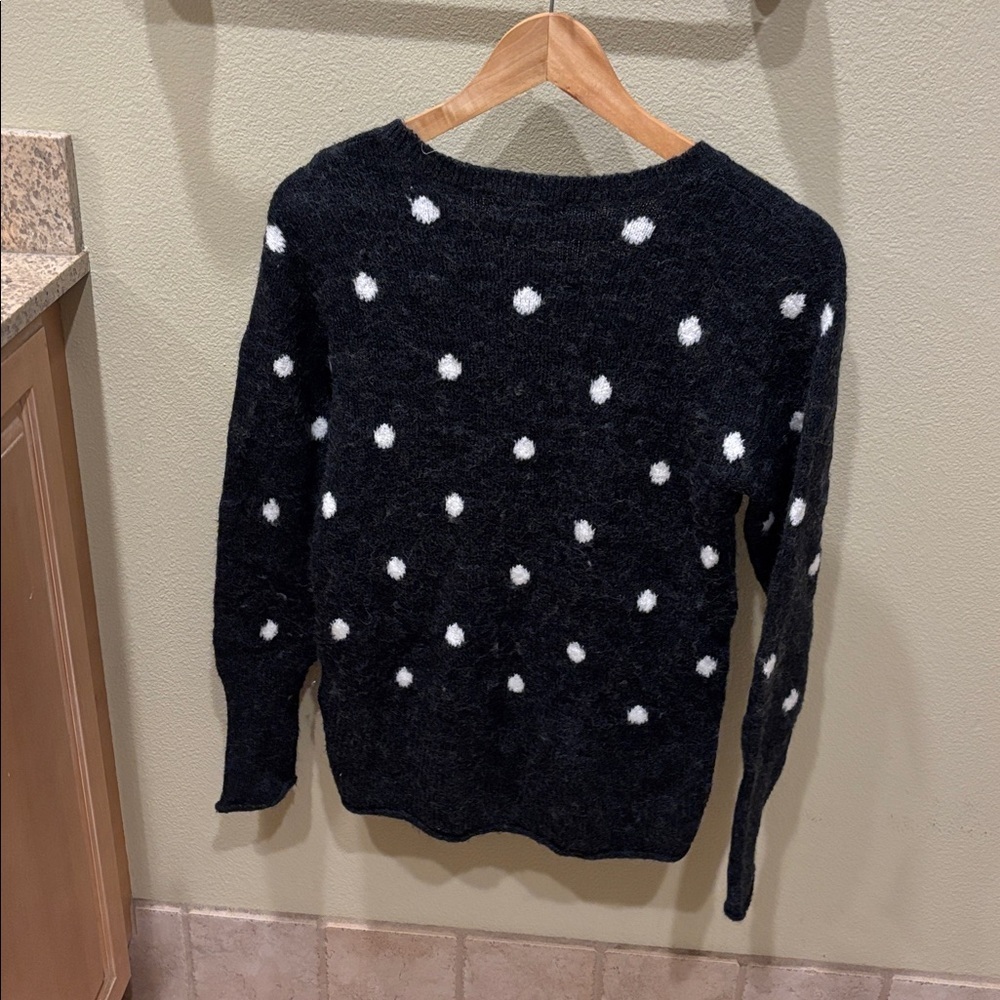 Logg Black and White Polka Dot fuzzy Sweater - Picture 6 of 10